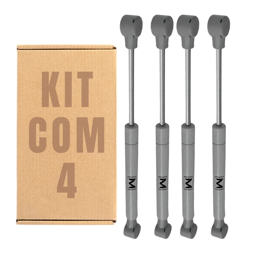Kit 4 Pistão Gás 120n Móveis Armário Cozinha Com Amortecedor Cinza