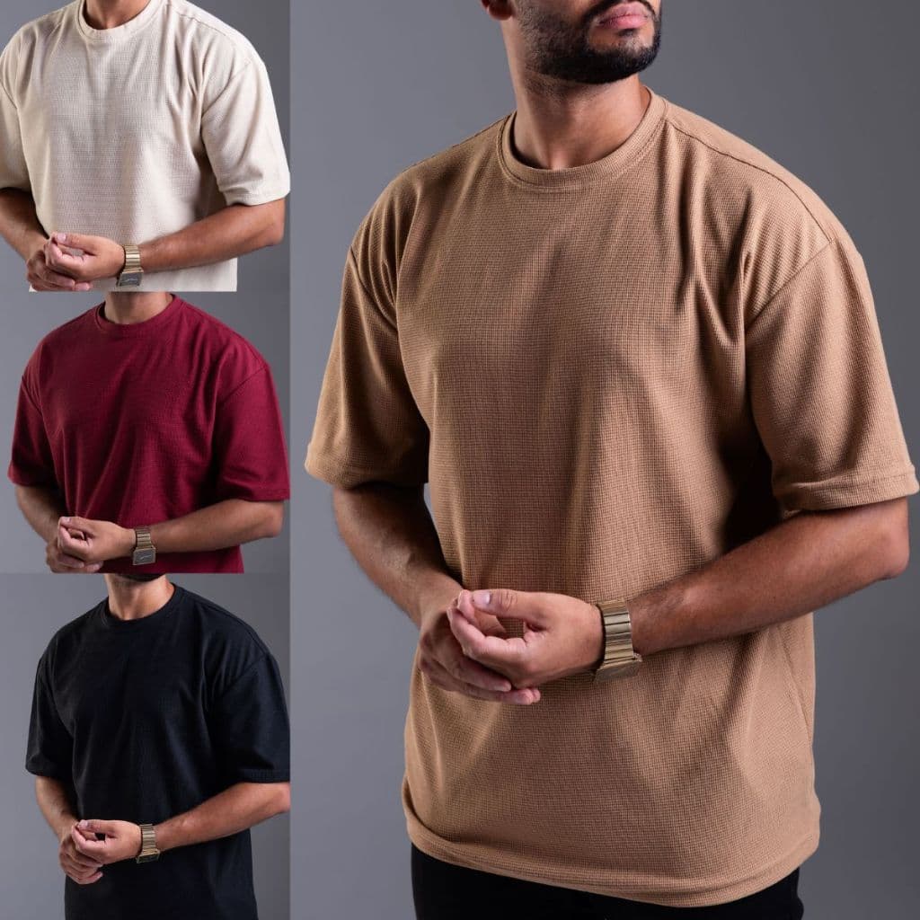 Kit 4 Camiseta Oversized Tecido Texturizado Masculino