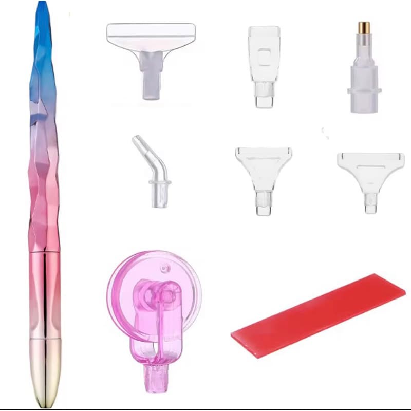 kit canetas e acessórios para pintura diamante, pontas, bandejas, ceras, rolo