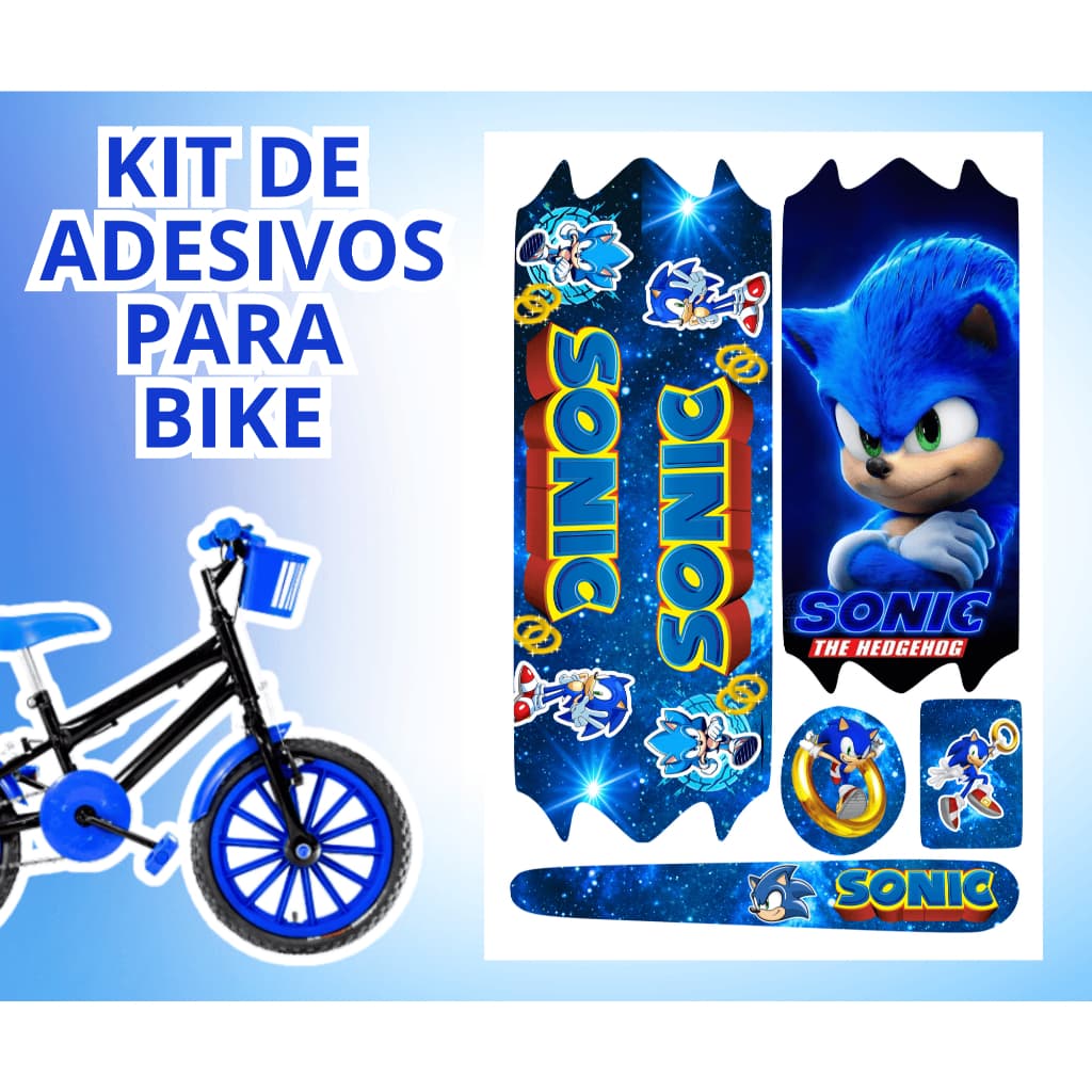 Adesivo do Sonic Para Bike Infantil Aro 12 14 20 24 – Corrida, Aventura e Estilo! 💨🌀🚲