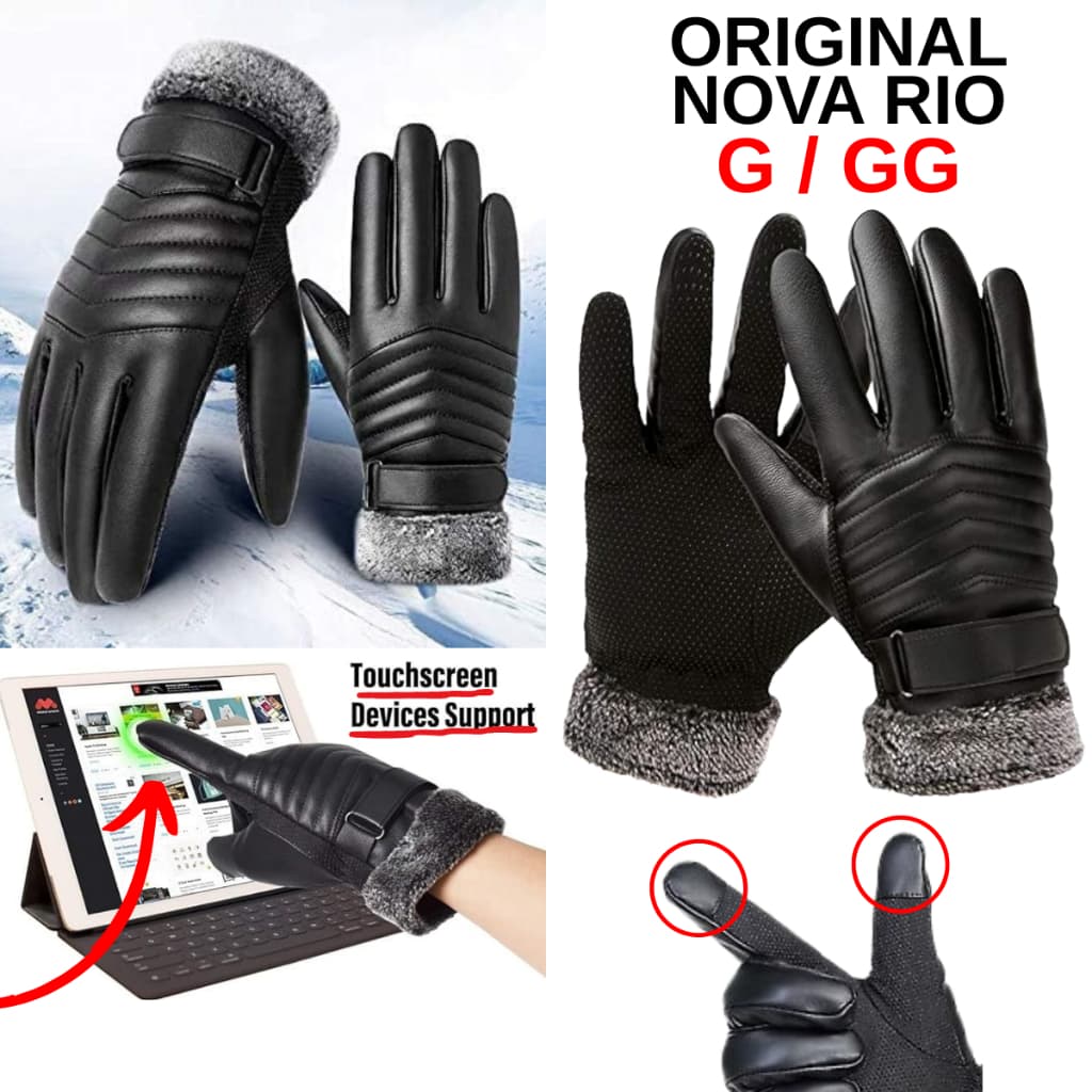 Luva Adulto Masculina Feminina Para Motoqueiro Estilo Couro Anti Derrapante Felpuda Frio Reforçada Tam G ao GG Térmica