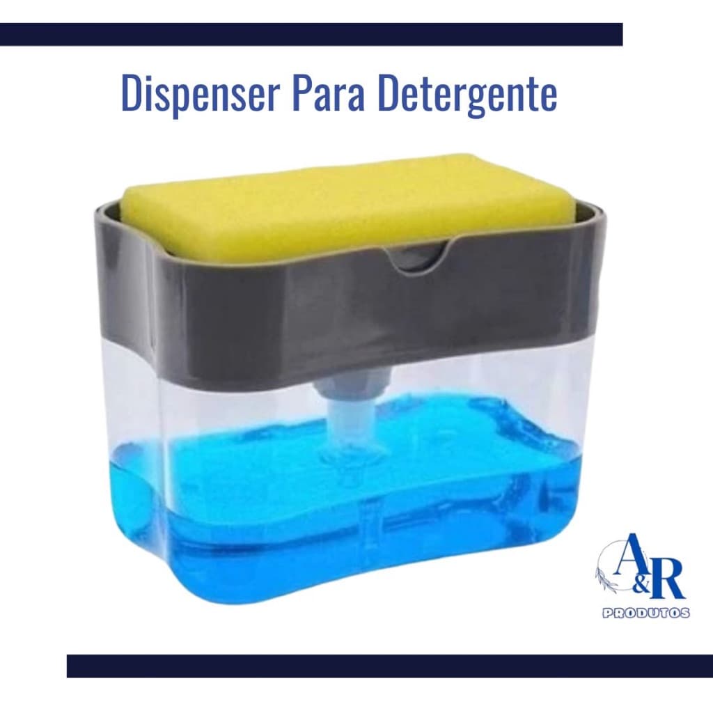Dispensador Para Detergente Dispenser Sabao 2x1  Suporte Porta Bucha Detergente Esponja Limpeza