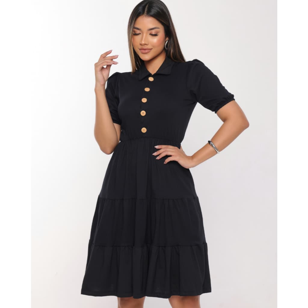 VESTIDO MODA EVANGELICA ALGODAO MALHA MIDI BOTAO FRESQUINHO
