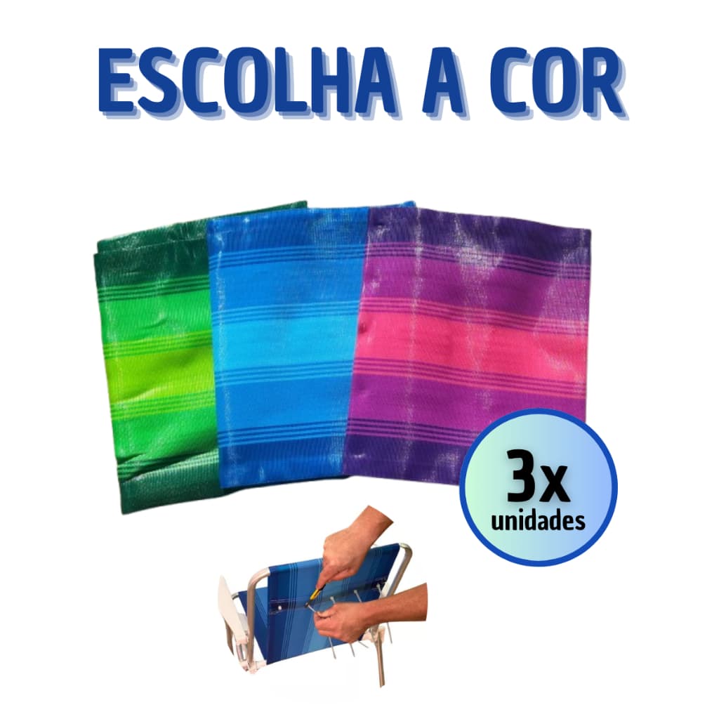 Refil Capa Cadeira de Praia Resistente Original Reposição Sol 3 unidades Escolha cor