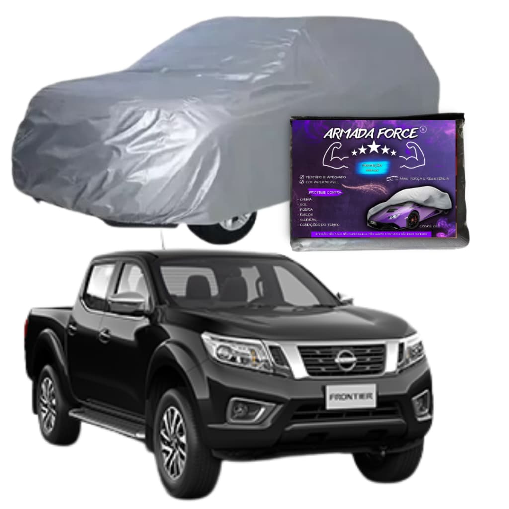 Capa Cobrir Carro Nissan Frontier 100% Forrada Armada Force 100% Impermeável Forro Total Lona Uv