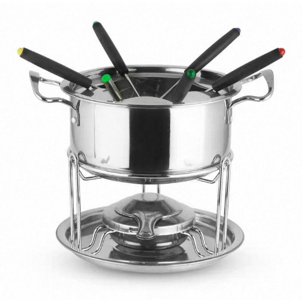 Jogo Kit Fondue Aço Inox 11 Peças Chocolate Carne Queijo