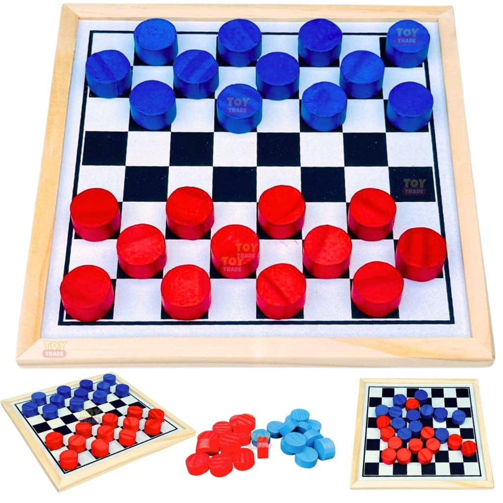 Tabuleiro Damas de Madeira com Peças - Jogo Mesa Clássico Educativo de Raciocínio | Toy Trade