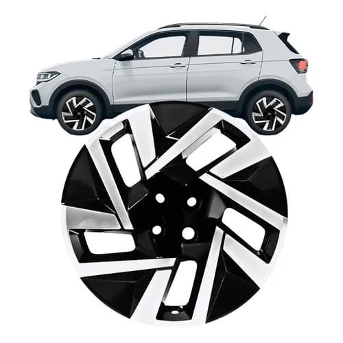 Calota Aro 15 Esportiva Preta Prata 4 Furos RÉPLICA T-CROSS GRID Várias aplicações LEIA O ANUNCIO