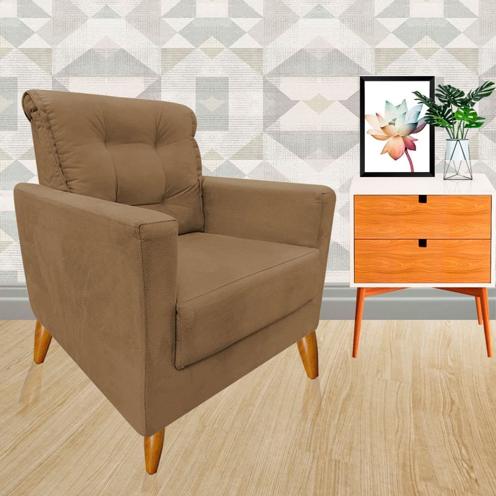 Poltrona Opaly de Luxo Confortavel Reforçada Decorativa Aconchegante Penteadeira Espuma D26 Visammer