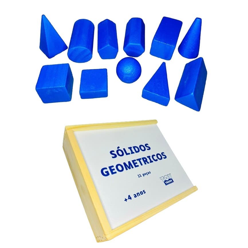 Sólidos Geométricos Educativos em Madeira - 11 Formas 3D para Matemática Ensino Escolar | Toy Trade