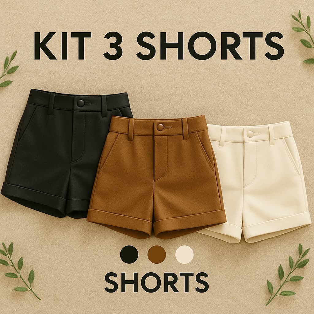 Kit 3 Short Feminino de Couro Sintético, Couro Fake – Estilo & Conforto