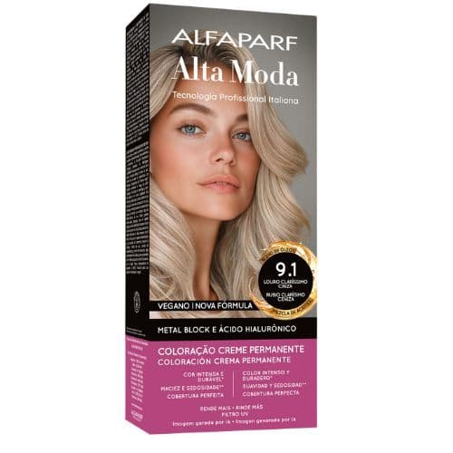 Tintura Alfaparf Alta Moda 9.1 Louro Claríssimo Cinza Coloração Permanente Vegana