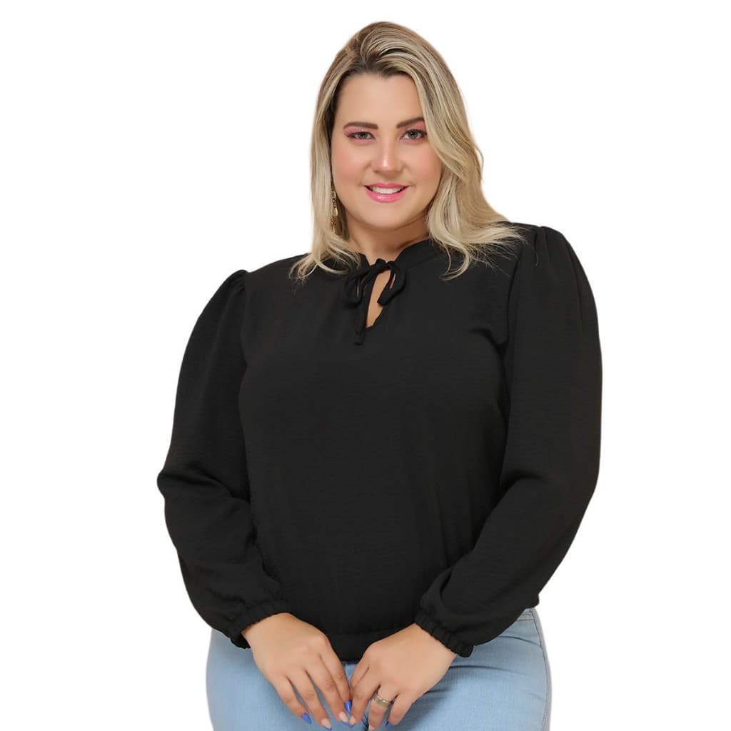 Blusa lus Size manga longo Roupa Feminina novo amarrar COD/B27
