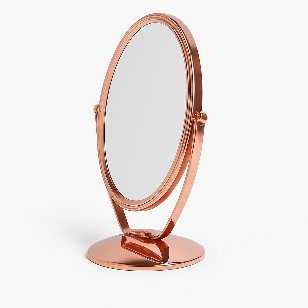 Espelho oval grande duplo de maquiagem com pé de mesa 940 RF