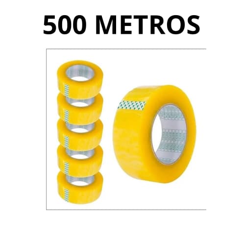Fita Adesiva 500M Kit 5 Unidades Transparente Resistente Barata