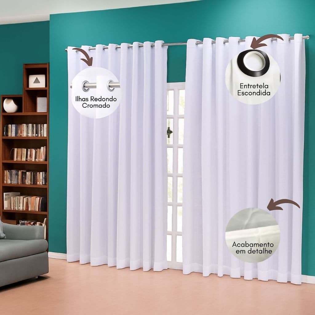 Cortina Love de Forro 8,00 x 2,70 Grande Para Sala ou Quarto