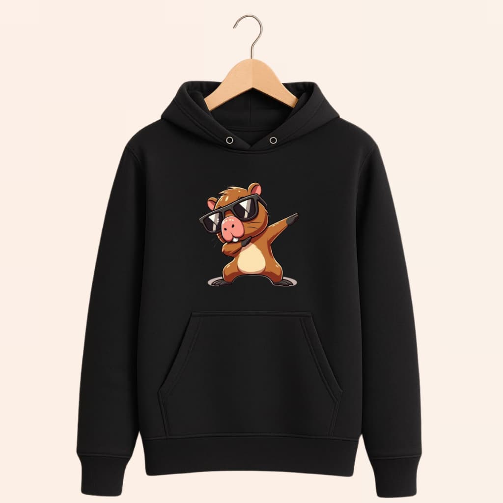 Blusa Moletom Capivara Unissex Moleton Canguru Blusa de Frio Com Estampa Preto