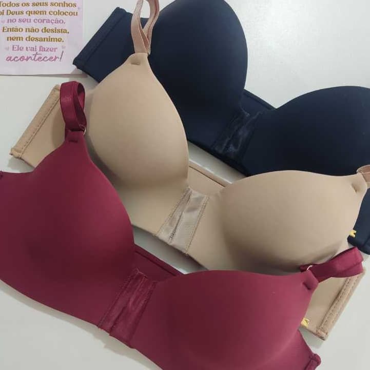 Kit 3 Sutiã Reforçado Fecho Frontal