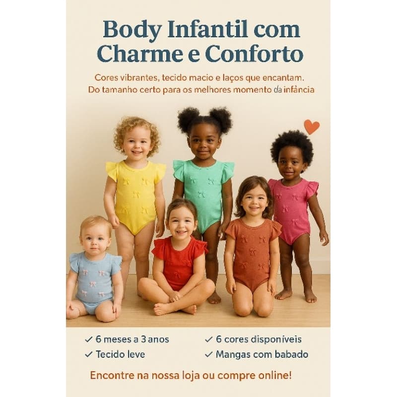 Body Bebê Feminino Body Infantil Menina com Laços Manga Babado Confortável e Fofo Cores Variadas – Tecido Macio
