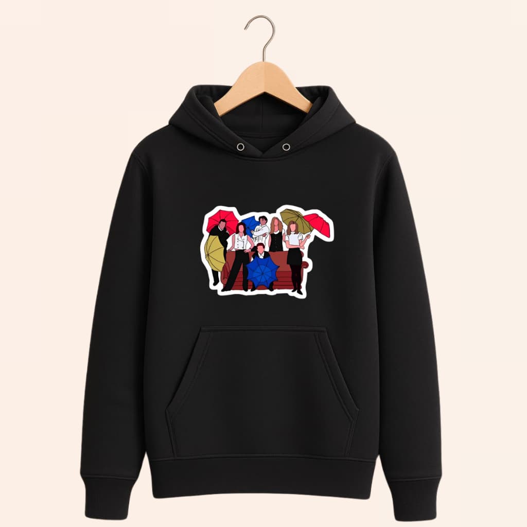 Blusa Moletom Friends Unissex Moleton Canguru Blusa de Frio Com Estampa Preto
