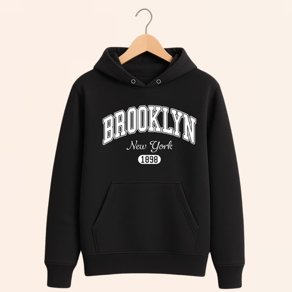 Blusa Moletom Moderno Unissex Moleton Canguru Blusa de Frio Estampa NY Boston Columbia Brookyn