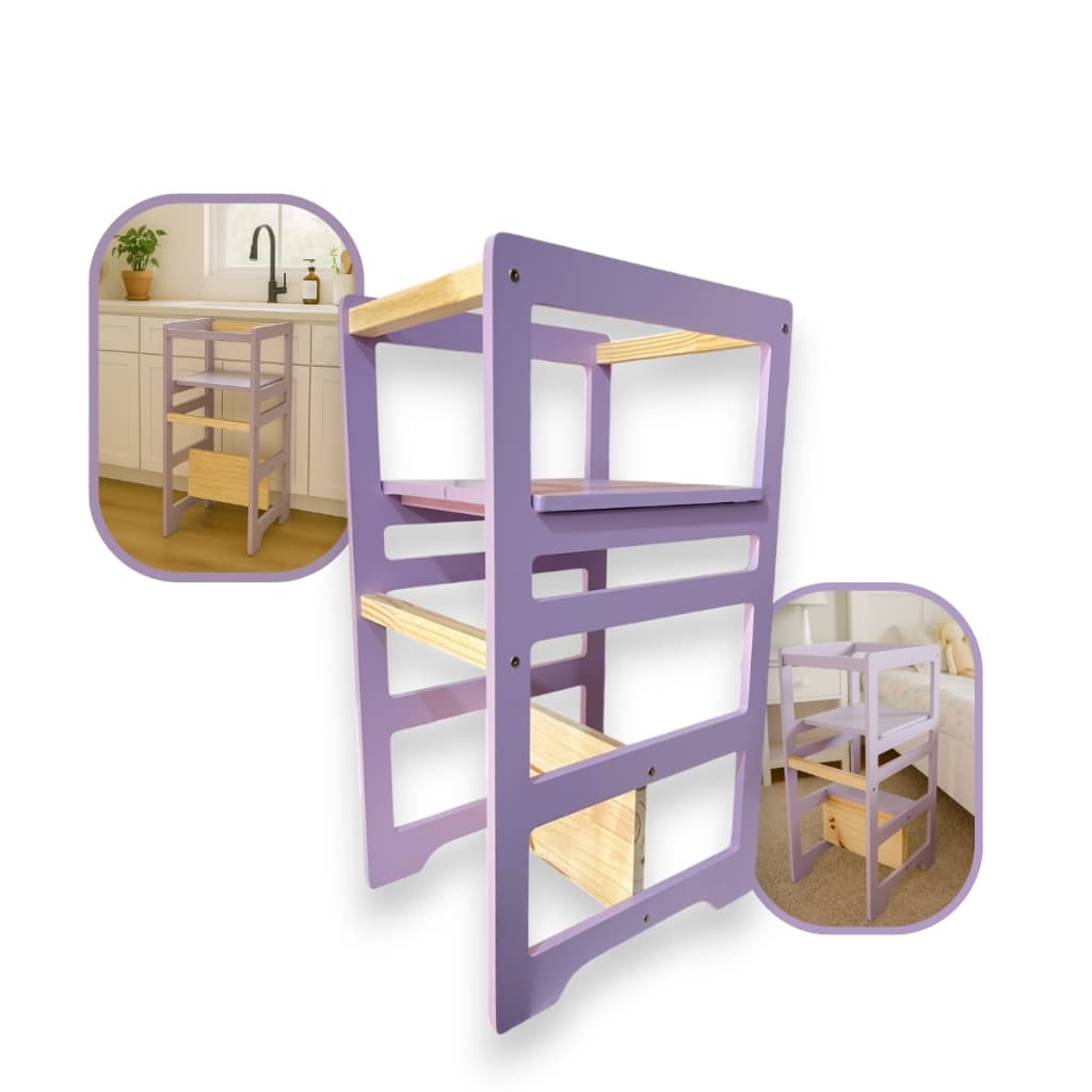 Torre De Aprendizagem Montessori 4 Em 1 Laqueada Lavanda Top