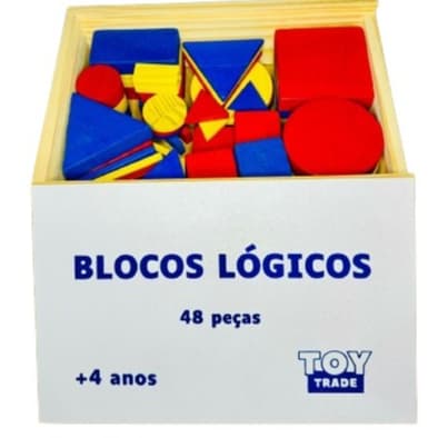 Blocos Lógicos de Madeira Coloridos 48 Peças - Brinquedo Educativo Pedagógico | Toy Trade