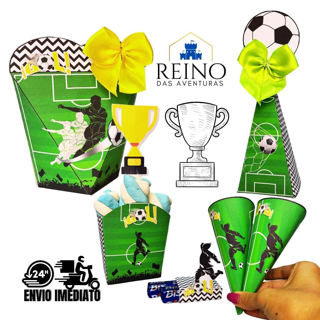 COM NOME | Envio 12h Futebol Kit Completo 170 Lembrancinha Personalizada | Alta Qualidade