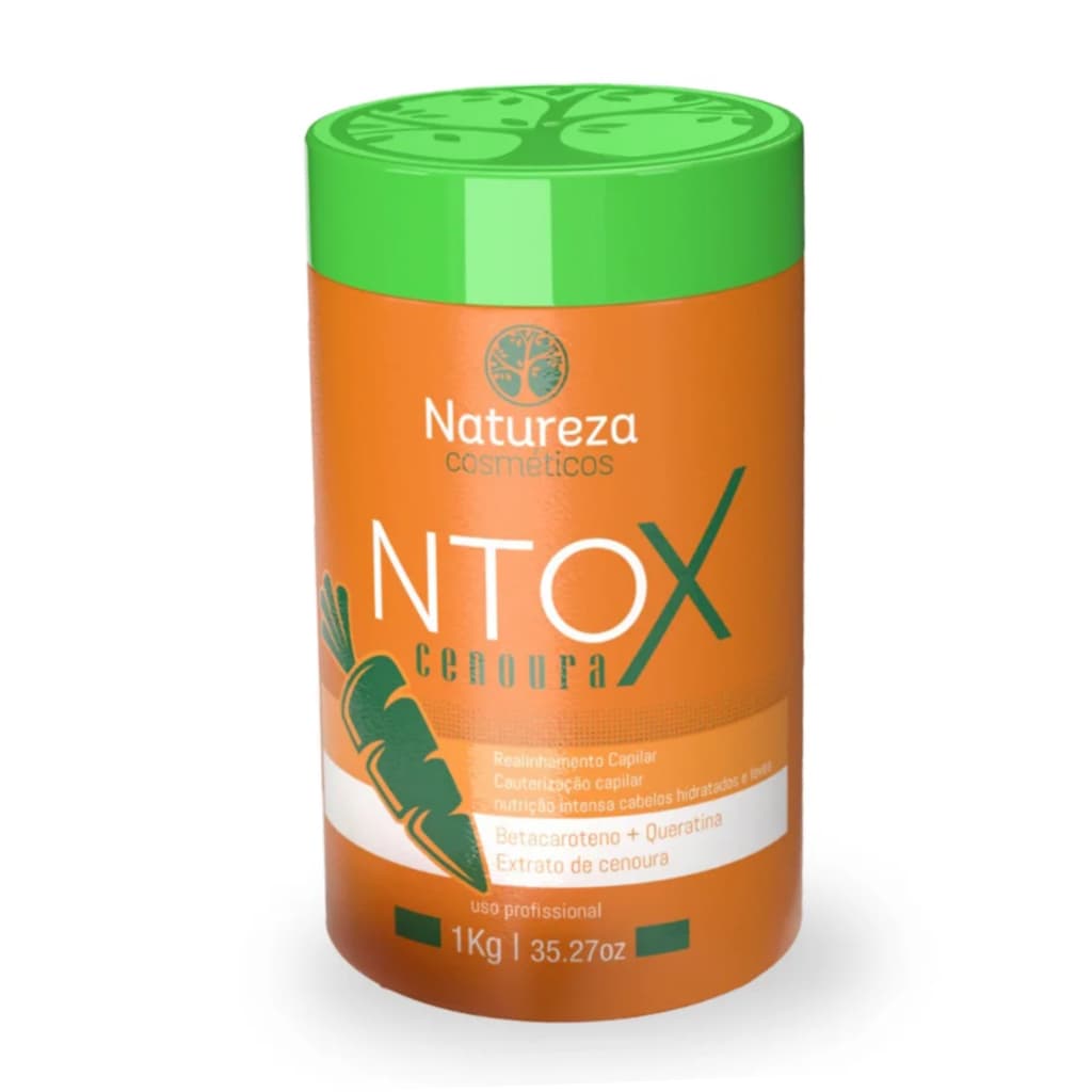 Ntox de Cenoura Redutor de Volume Sem Formol Natureza Cosméticos 1kg - Realinhamento e Cauterização Capilar Profissional