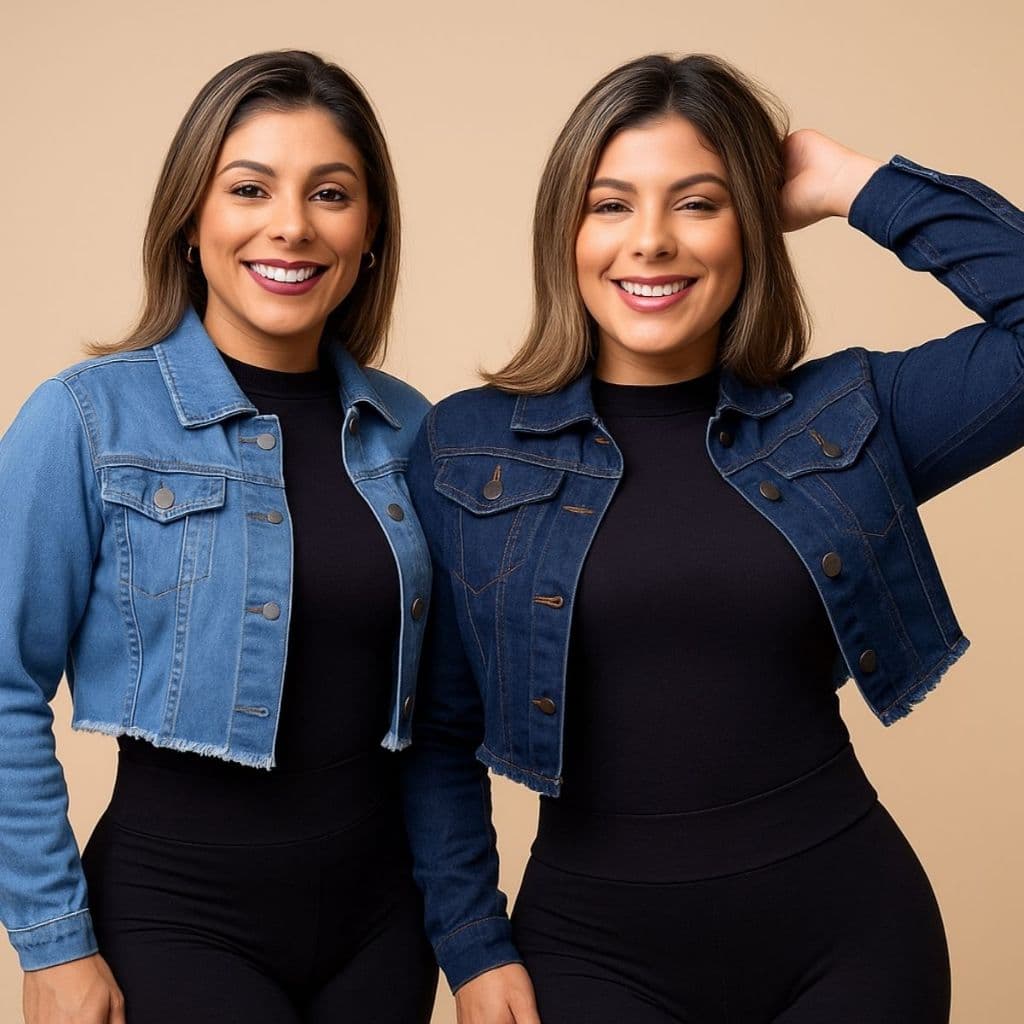 Kit 2 Jaqueta Cropped Jeans Feminina Botão Encapado Moda Jeans Envio Imediato
