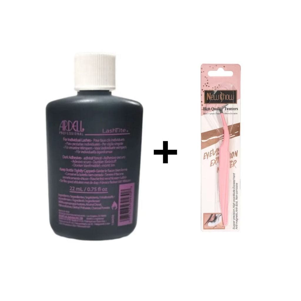 ANA1108/ 1 Cola Para Cílios Ardell  22ml Preta + 1 Pinça Profissional para Extensão de Cílios