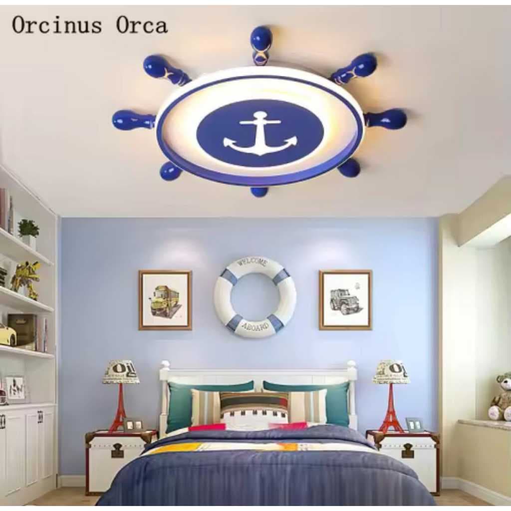 Iluminação Nordic moderno e minimalista azul leme lâmpada do teto quarto da criança lâmpada led pirata lâmpada LAM019