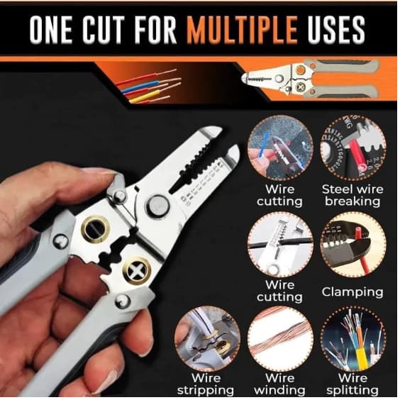 Alicate Automático Decepador Crimpador Eletricista Descascador Fios Decepador Fio Automático 6 Em 1 - w-26