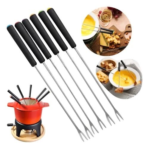 Kit 6 Garfos Para Fondue Petiscos Aperitivos Em Aço Inox 24cm Kehome