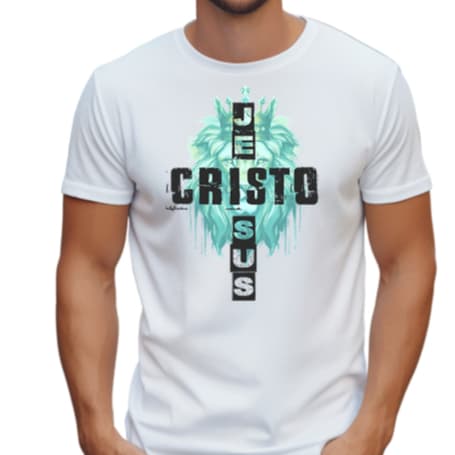 Camiseta Cristã Jesus Cristo Rei Leão Masculina Estampa Gospel Exclusiva 100% Poliéster Premium