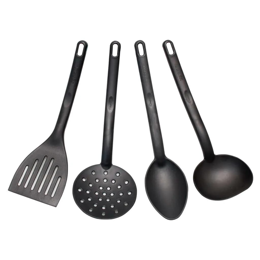 Kit Utensilios 4 Peças Preto Concha Colher Espatula Espumadeira