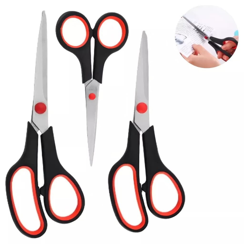 1 Kit De Tesouras Multiuso 3 Peças 7,5  E 5,5  E 5  Preta