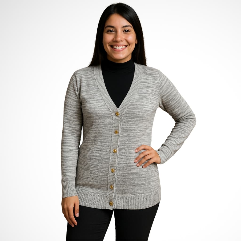 Blusa Tricot Cardigan Feminina Manga Longa Com Botão De Frio