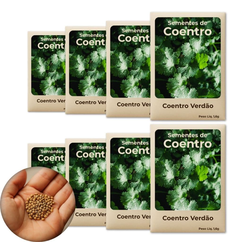ementes de Coentro Verdão com Pureza e Germinação Alta Para Horta ou Vasos - Kit 8Pct