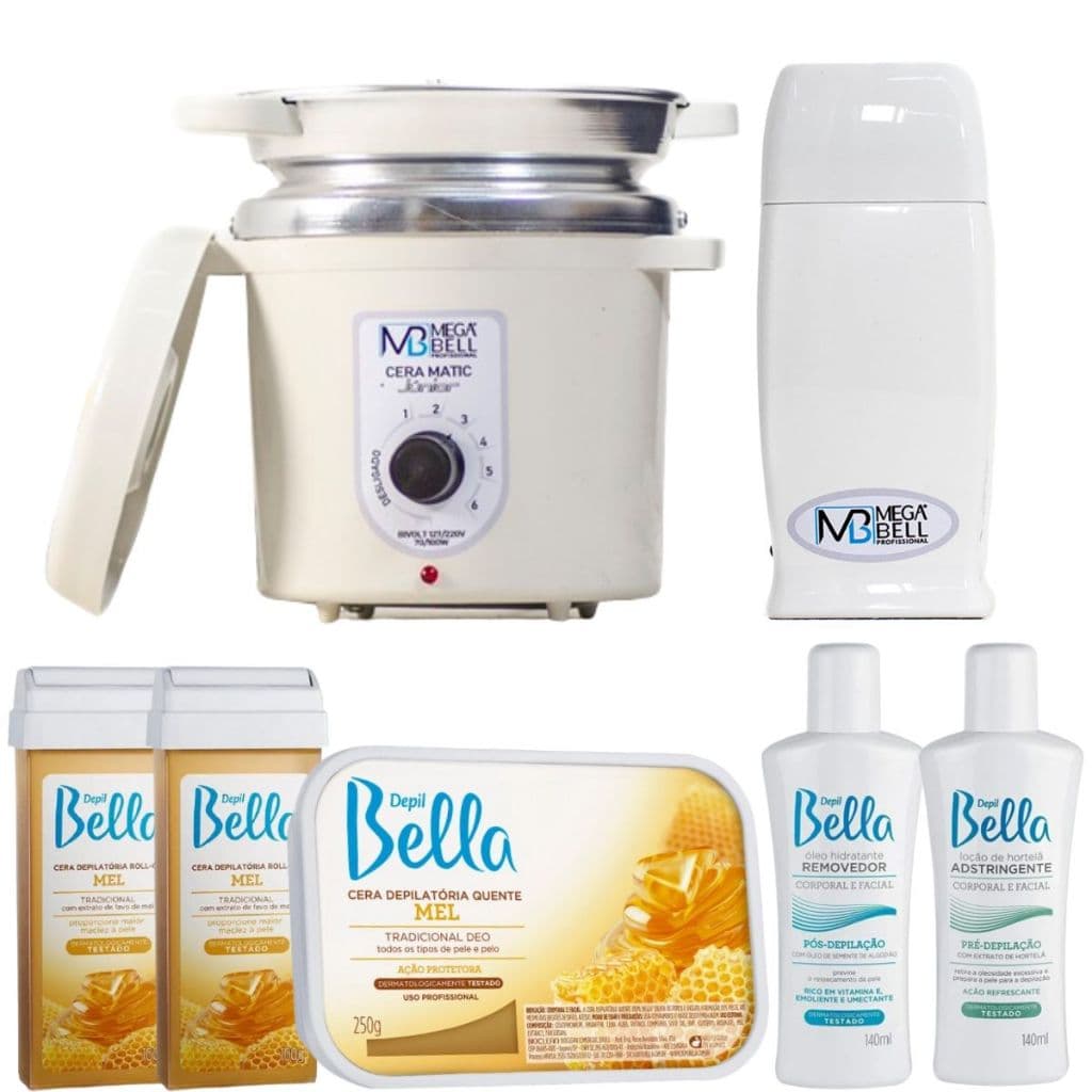 Kit Termocera 400g Branca + Roll-on + Ceras + Loções