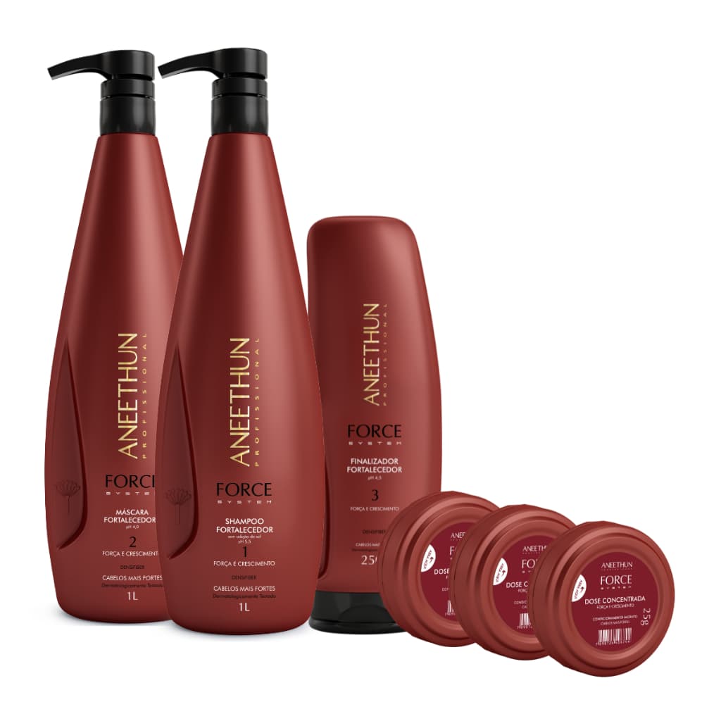 Kit Aneethun Tratamento Capilar Force Profissional Força E Crescimento C/3 Doses (1l/kg)
