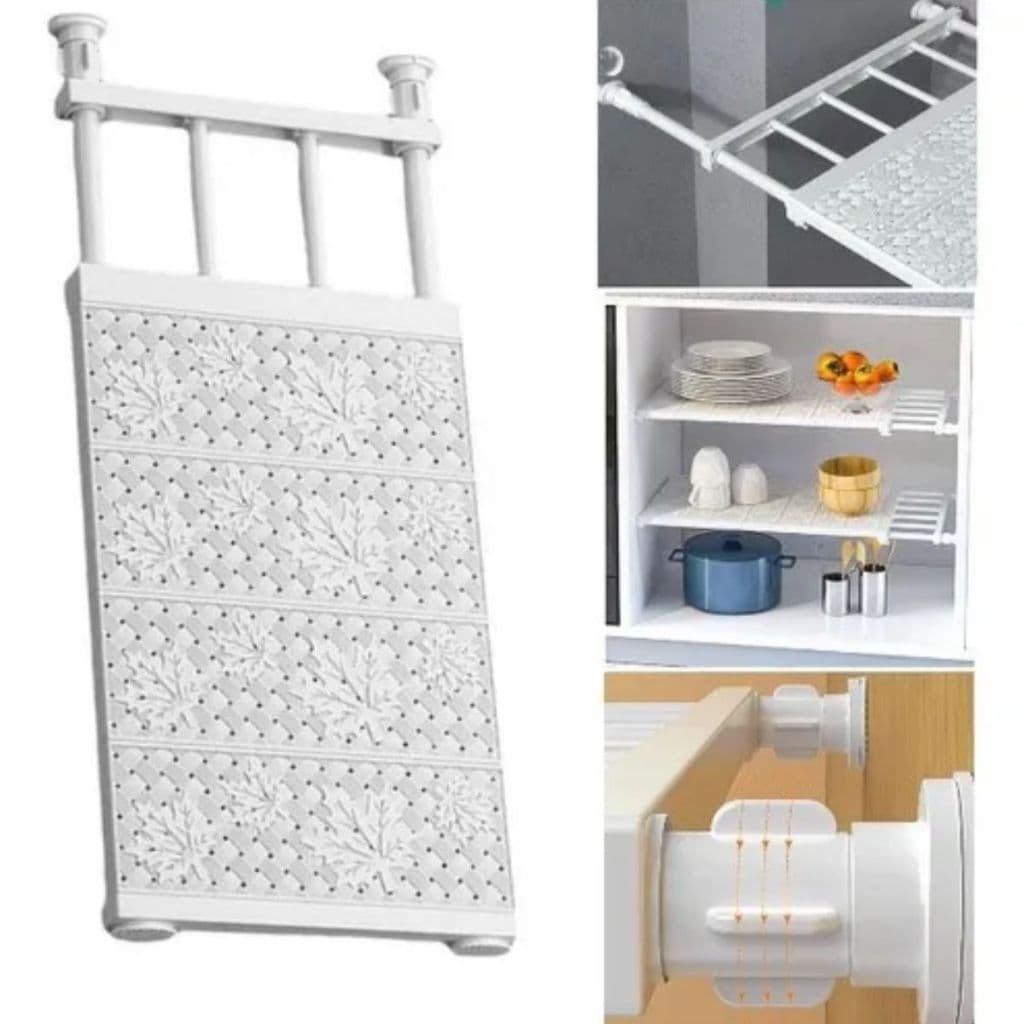 Prateleira Inteligente Extensível Retrátil Organizadora Sem Furo Para Armário Cozinha Guarda Roupas