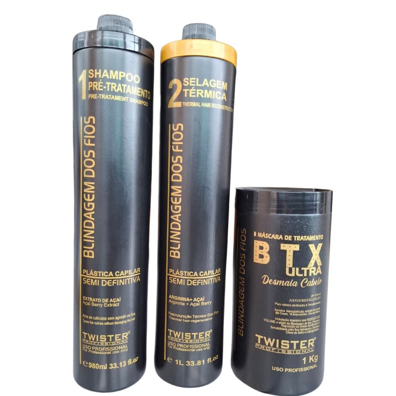 Selagem BDF dos Fios 3 Passos Shampoo+Selagem+BTX Ultra 1KIlo Preto