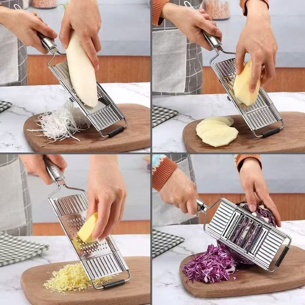 Ralador Inox 3 em 1 Multiuso Queijo Legumes Frutas Com Cabo