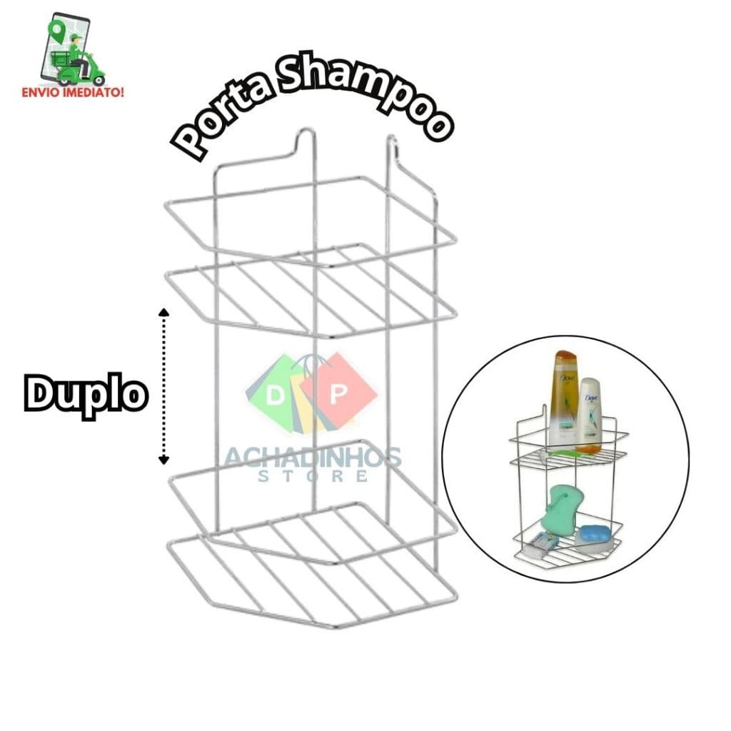 Porta Shampoo Duplo Suporte Para Shampoo Para Banheiro Duplo Inox Branco