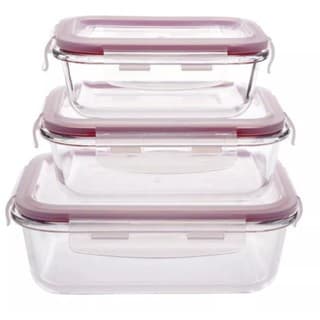 Conjunto 3 Potes De Vidro Refratário Hermético Casa Ambiente