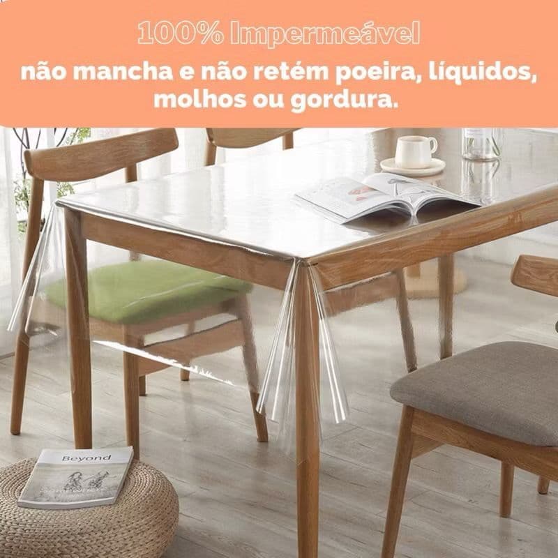 Toalha de mesa Forro PlásticoPVC Fino, Médio e Grosso Transparente, impermeável para 4,6,8 cadeiras