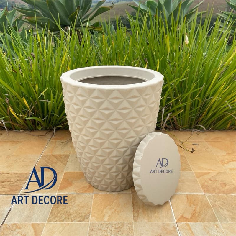 Vaso para plantas polietileno decorativo redondo diamante G com prato
