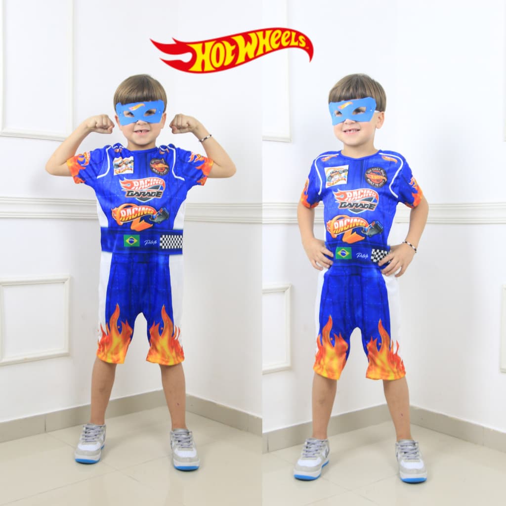 Promoção Fantasia Infantil Temática Hot wheels Masculina Com Envio Imediato