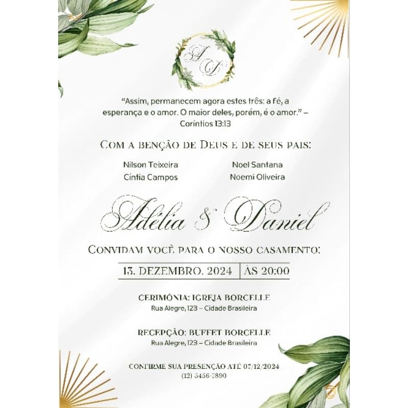 Convite de Casamento Personalizado - Tamanho A5